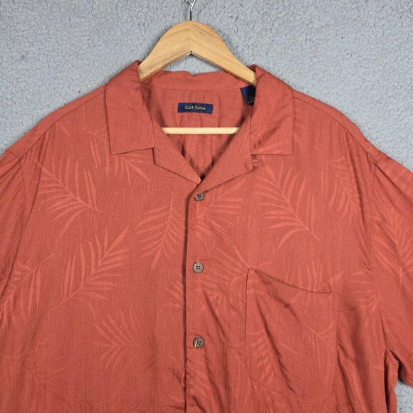 Club Room Hawaiian Shirt Mens Sz Large Brick Red Floral Camp Collar Vintage NWT - Picture 3 of 12